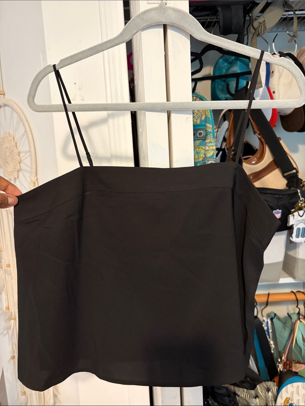 Express Basic Black Satin Cami with Slim Spaghetti Straps Going Out / Layering